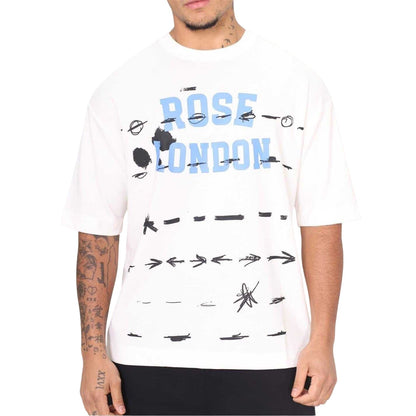 Off White - Side - Rose London Mens Graffiti Relaxed Fit T-Shirt