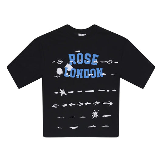 Black - Front - Rose London Mens Graffiti Relaxed Fit T-Shirt