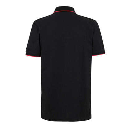 Black - Back - Hugo Mens Logo Ribbed Polo Shirt