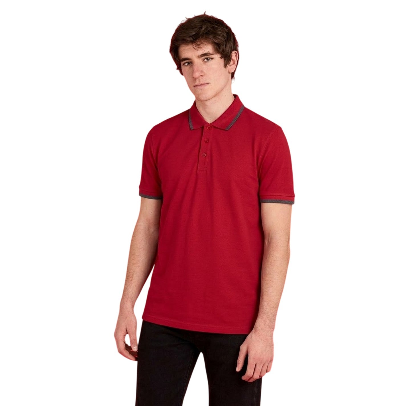 Dark Red - Side - Boss Mens Phillipson Collared Polo Shirt