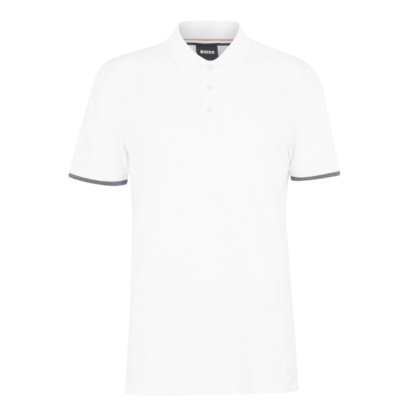 White - Front - Boss Mens Phillipson Collared Polo Shirt