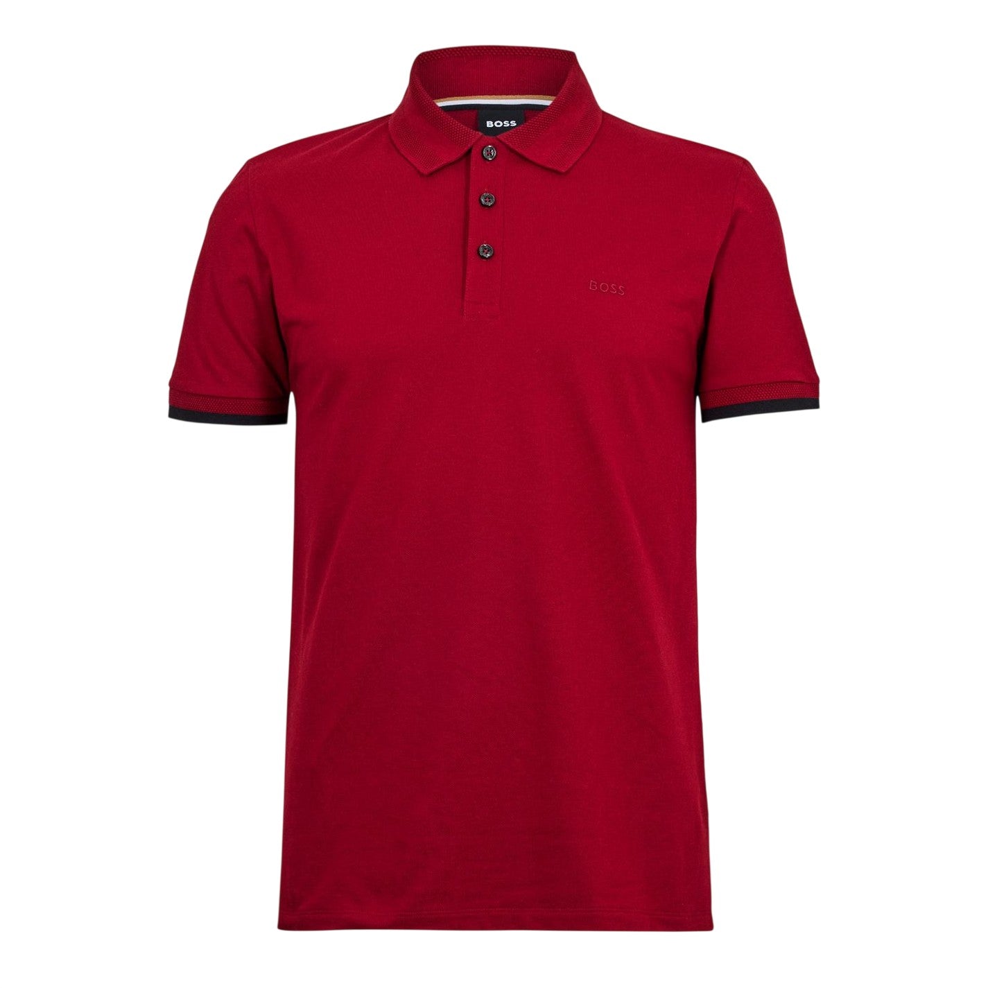 Dark Red - Front - Boss Mens Phillipson Collared Polo Shirt
