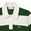 Cream-Dark Green - Side - Lacoste Womens-Ladies French Made Polo Shirt Dress