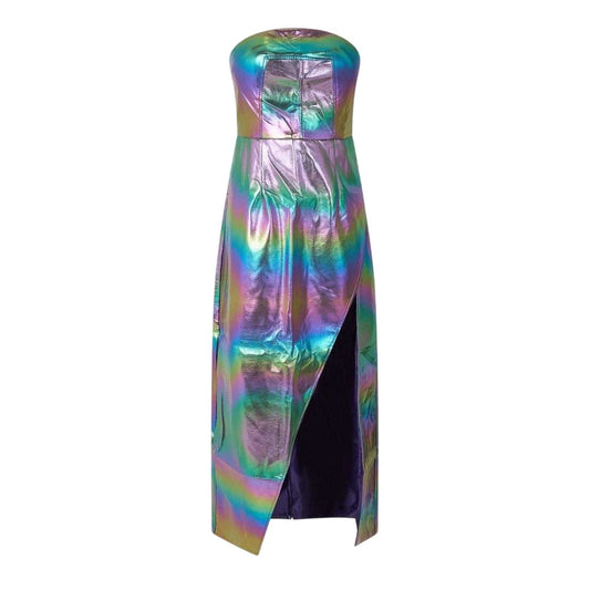 Silver-Rainbow - Front - AmyLynn Womens-Ladies Metallic Bandeau Maxi Dress