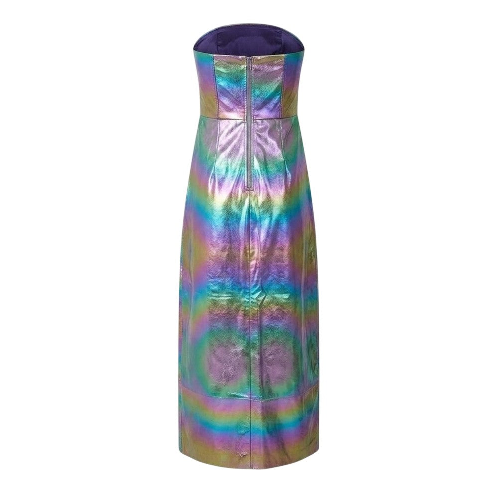 Silver-Rainbow - Back - AmyLynn Womens-Ladies Metallic Bandeau Maxi Dress