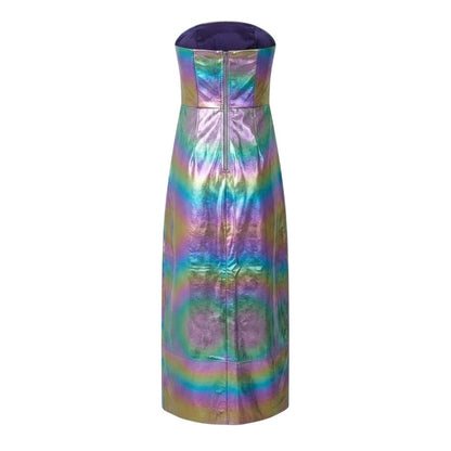 Silver-Rainbow - Back - AmyLynn Womens-Ladies Metallic Bandeau Maxi Dress