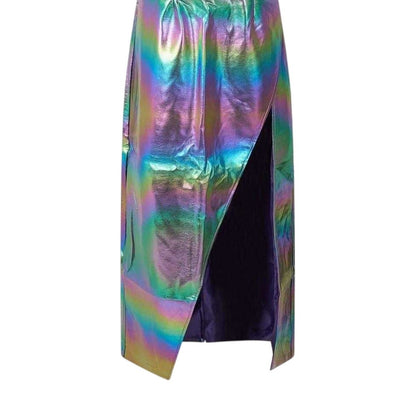 Silver-Rainbow - Side - AmyLynn Womens-Ladies Metallic Bandeau Maxi Dress