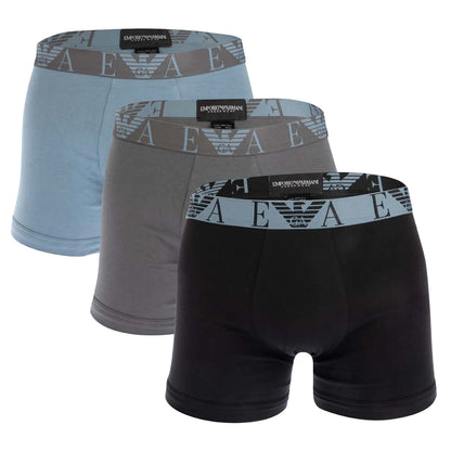 Multicoloured - Front - Emporio Armani Mens Boxer Shorts (Pack of 3)