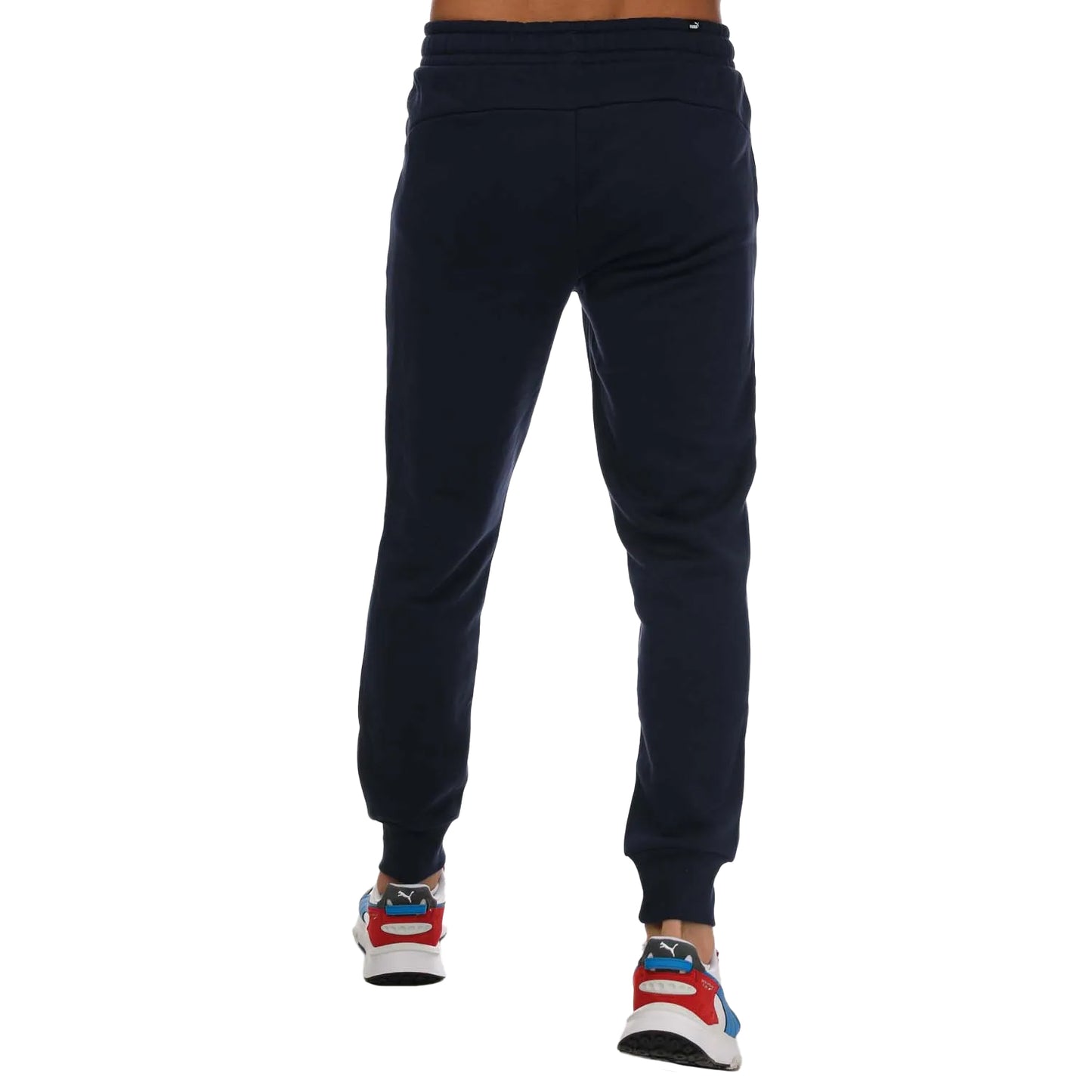 Navy - Back - Puma Mens Small Logo Cuffed Jogging Bottoms