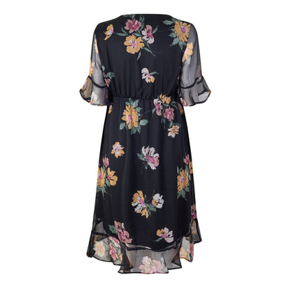 Black - Back - Vero Moda Womens-Ladies Mo Smilla V Neck Midi Dress