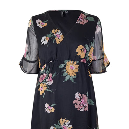 Black - Side - Vero Moda Womens-Ladies Mo Smilla V Neck Midi Dress