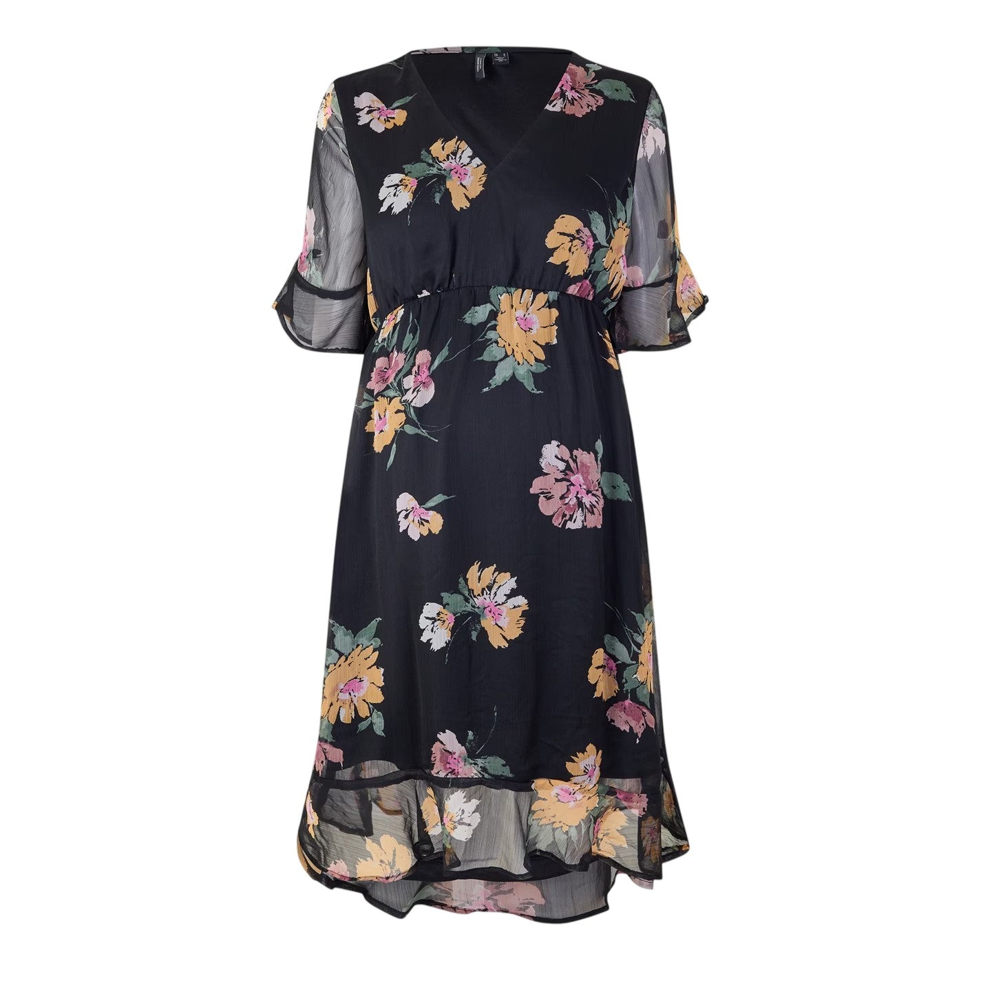 Black - Front - Vero Moda Womens-Ladies Mo Smilla V Neck Midi Dress