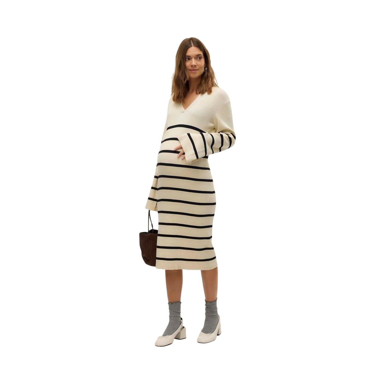 Birch - Lifestyle - Mamalicious Womens-Ladies Mlisabell V Neck Sweater Dress