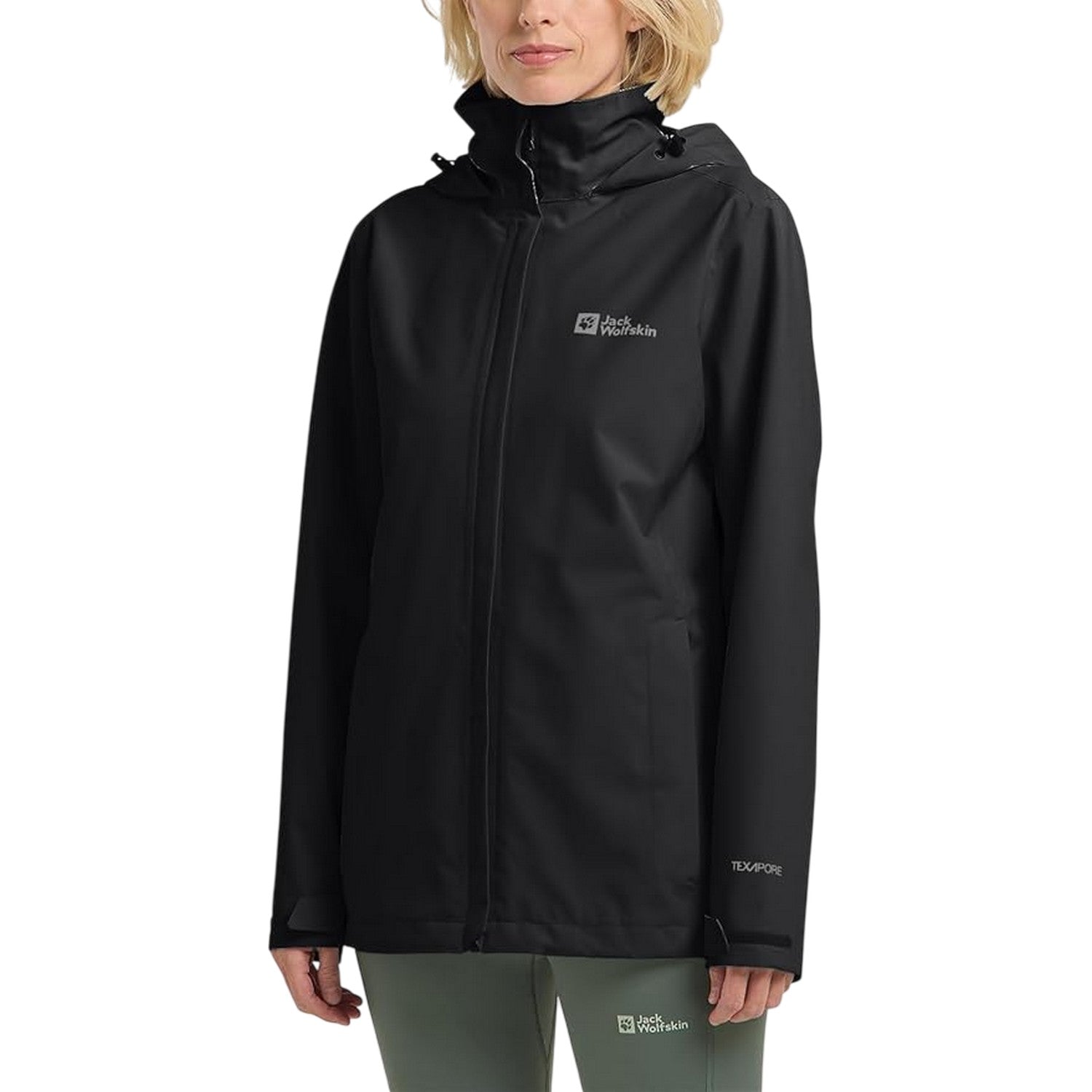 Black - Side - Jack Wolfskin Womens-Ladies Trailtime Waterproof Jacket
