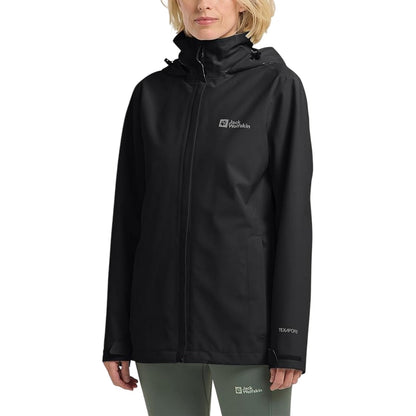 Black - Side - Jack Wolfskin Womens-Ladies Trailtime Waterproof Jacket