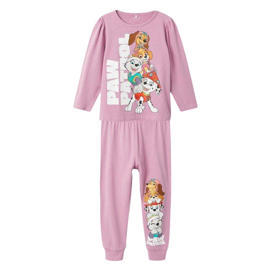 Mauve-Orchid - Front - Paw Patrol Girls Characters Long Pyjama Set
