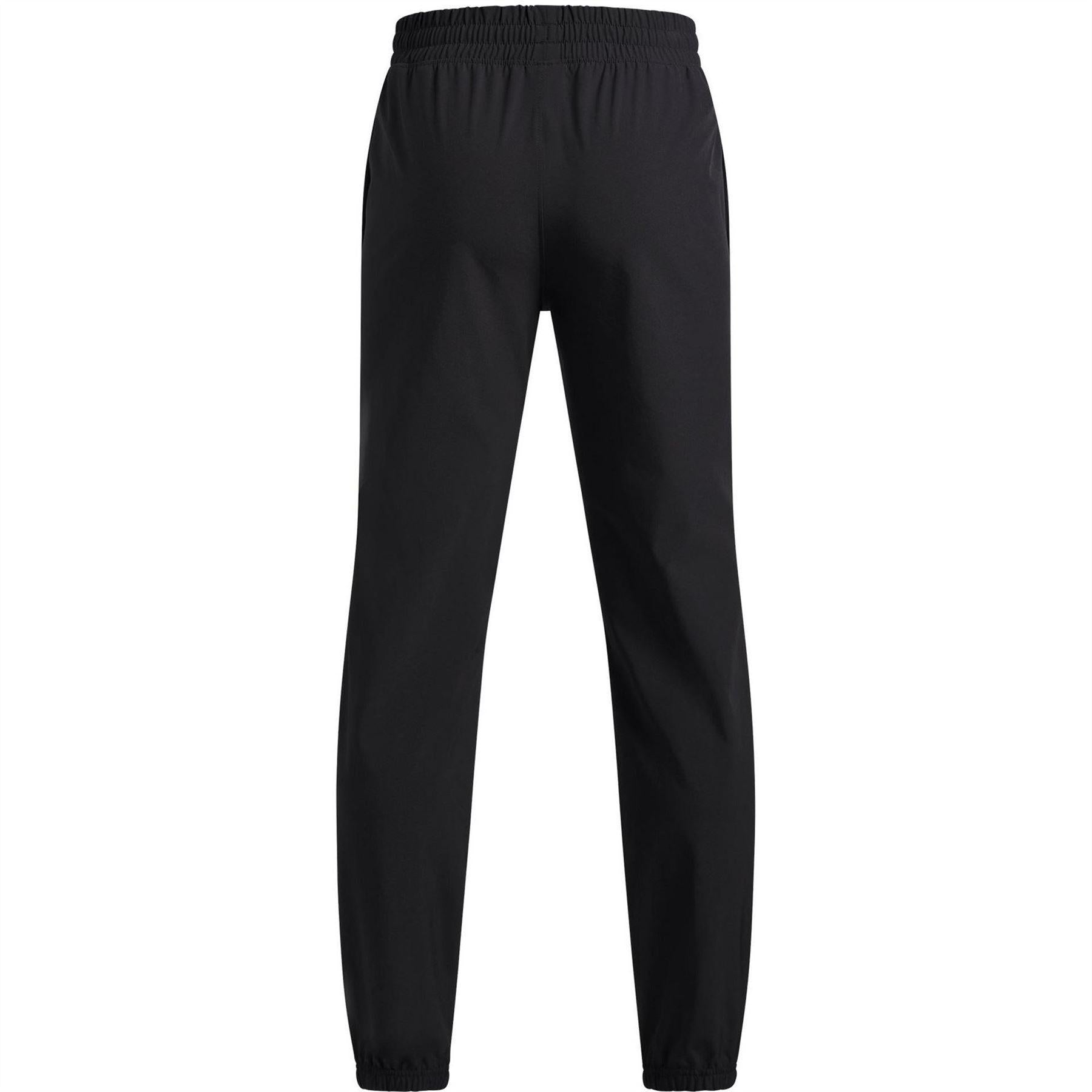 Black-White - Back - Under Armour Childrens-Kids Vibe Woven Relaxed Fit Joggers