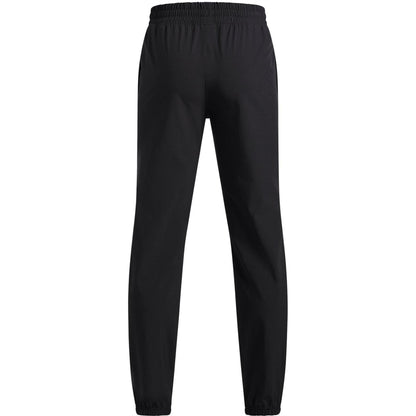 Black-White - Back - Under Armour Childrens-Kids Vibe Woven Relaxed Fit Joggers