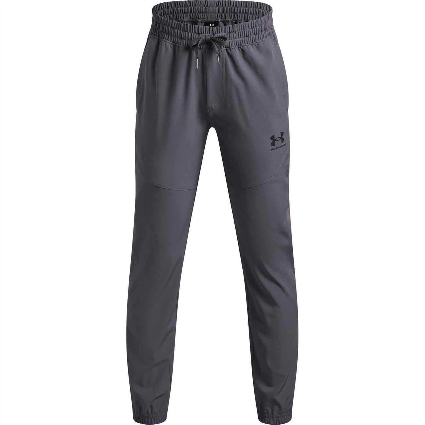 Castle Rock Grey-Black - Front - Under Armour Childrens-Kids Vibe Woven Relaxed Fit Joggers