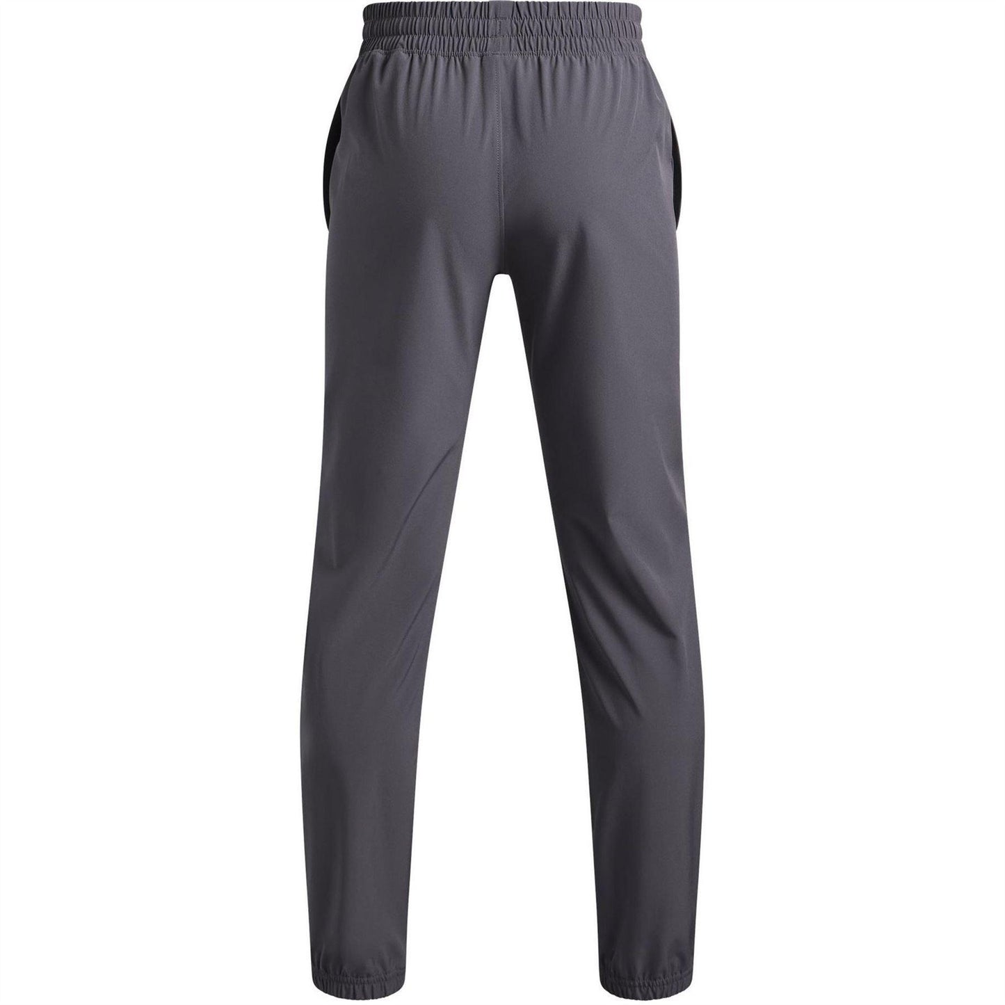 Castle Rock Grey-Black - Back - Under Armour Childrens-Kids Vibe Woven Relaxed Fit Joggers