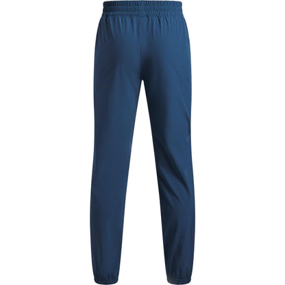 Blue-Black - Back - Under Armour Childrens-Kids Vibe Woven Relaxed Fit Joggers