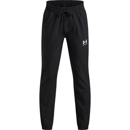 Black-White - Front - Under Armour Childrens-Kids Vibe Woven Relaxed Fit Joggers