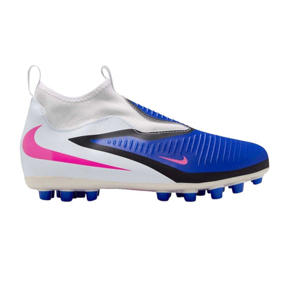 Blue-White-Pink - Front - Nike Childrens-Kids Academy Firm Ground Football Boots