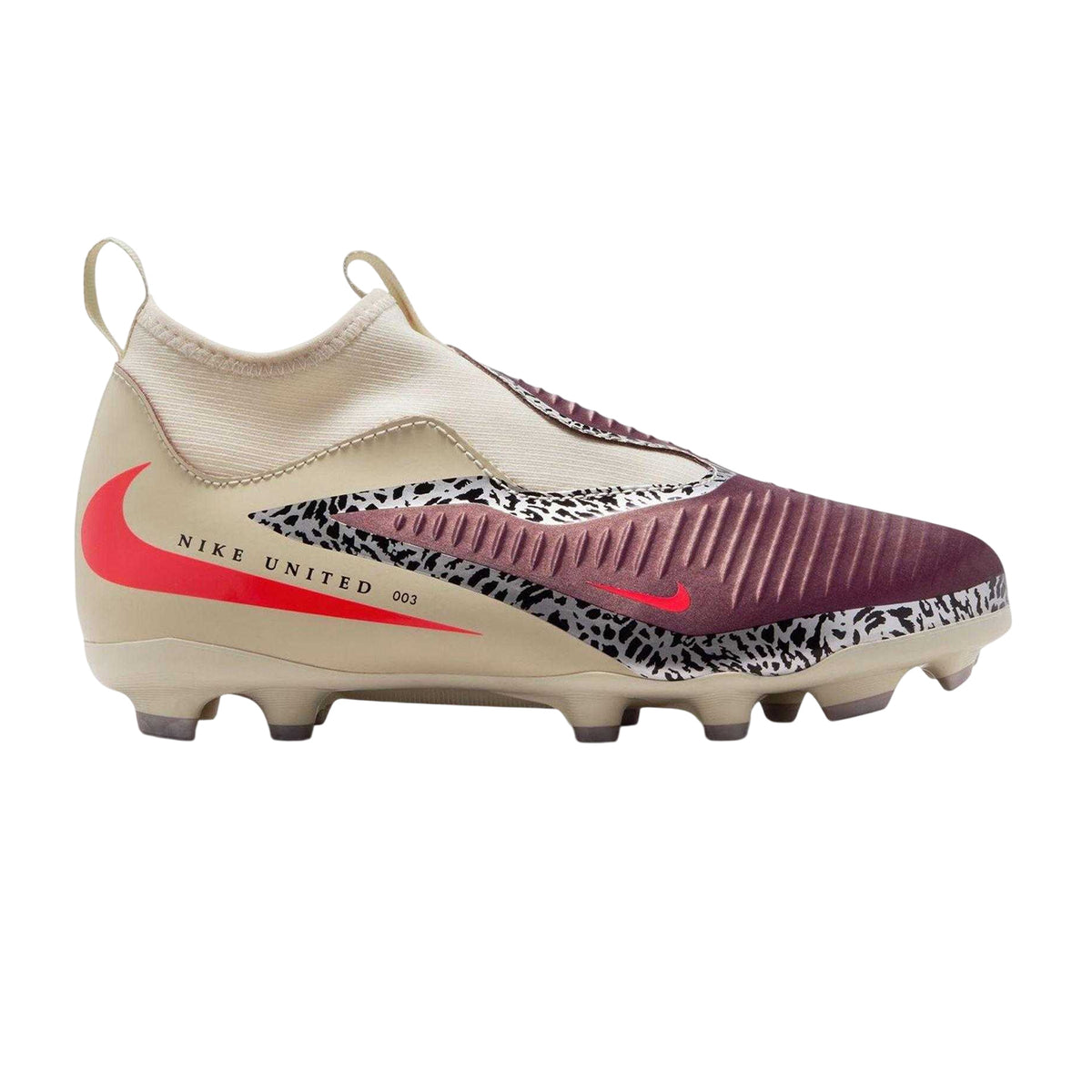 Burgundy-Digital Print - Front - Nike Childrens-Kids Academy Firm Ground Football Boots