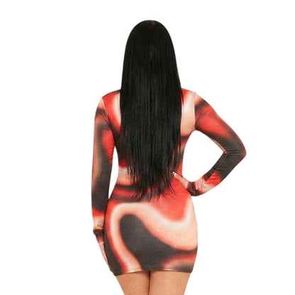 Red-Multicoloured - Back - Missy Empire Womens-Ladies Cut Out Mini Dress