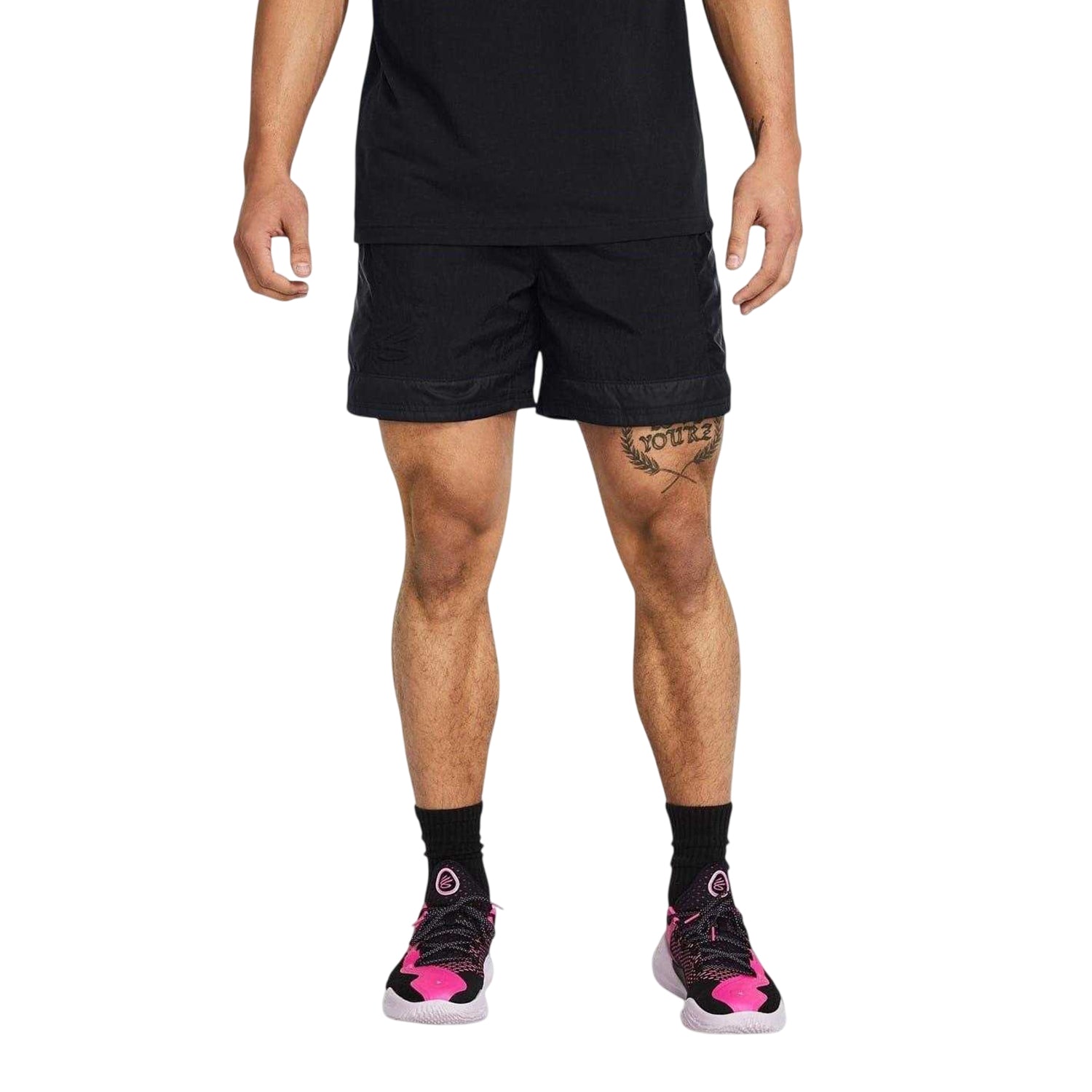 Black - Side - Under Armour Mens Curry Track Shorts