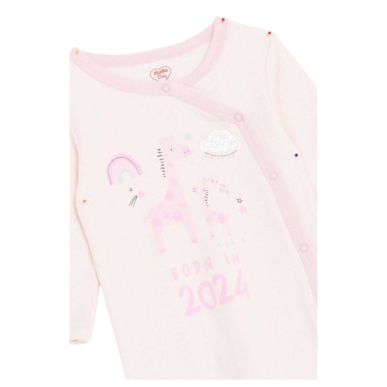 Pink - Lifestyle - Hello World Baby Girls Crew Neck Long Pyjama Set