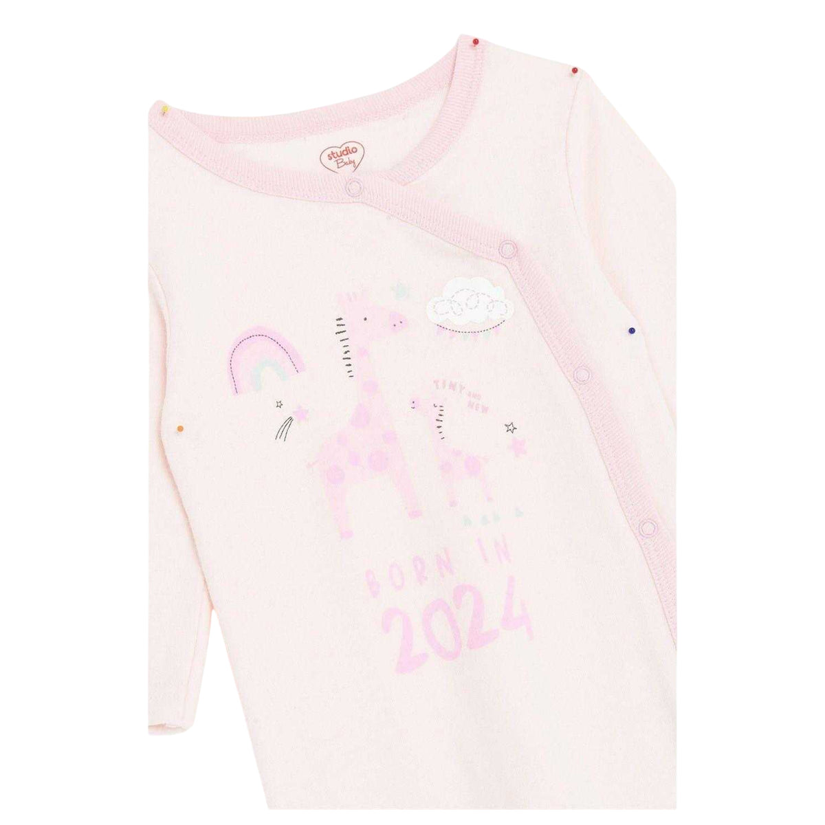 Pink - Lifestyle - Hello World Baby Girls Crew Neck Long Pyjama Set