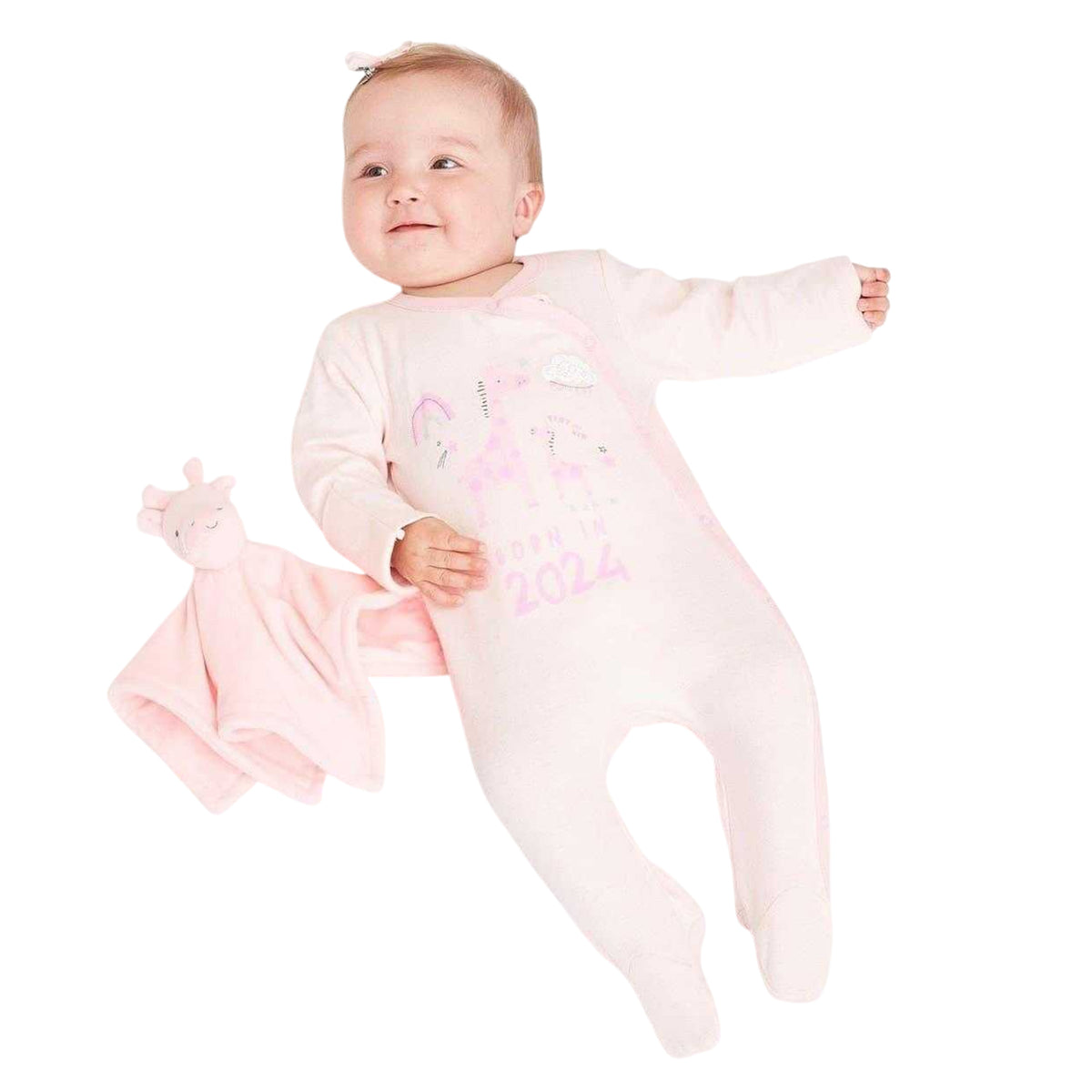 Pink - Pack Shot - Hello World Baby Girls Crew Neck Long Pyjama Set