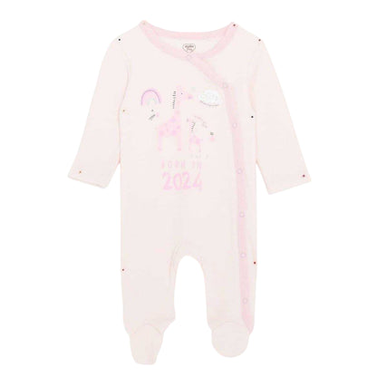 Pink - Front - Hello World Baby Girls Crew Neck Long Pyjama Set