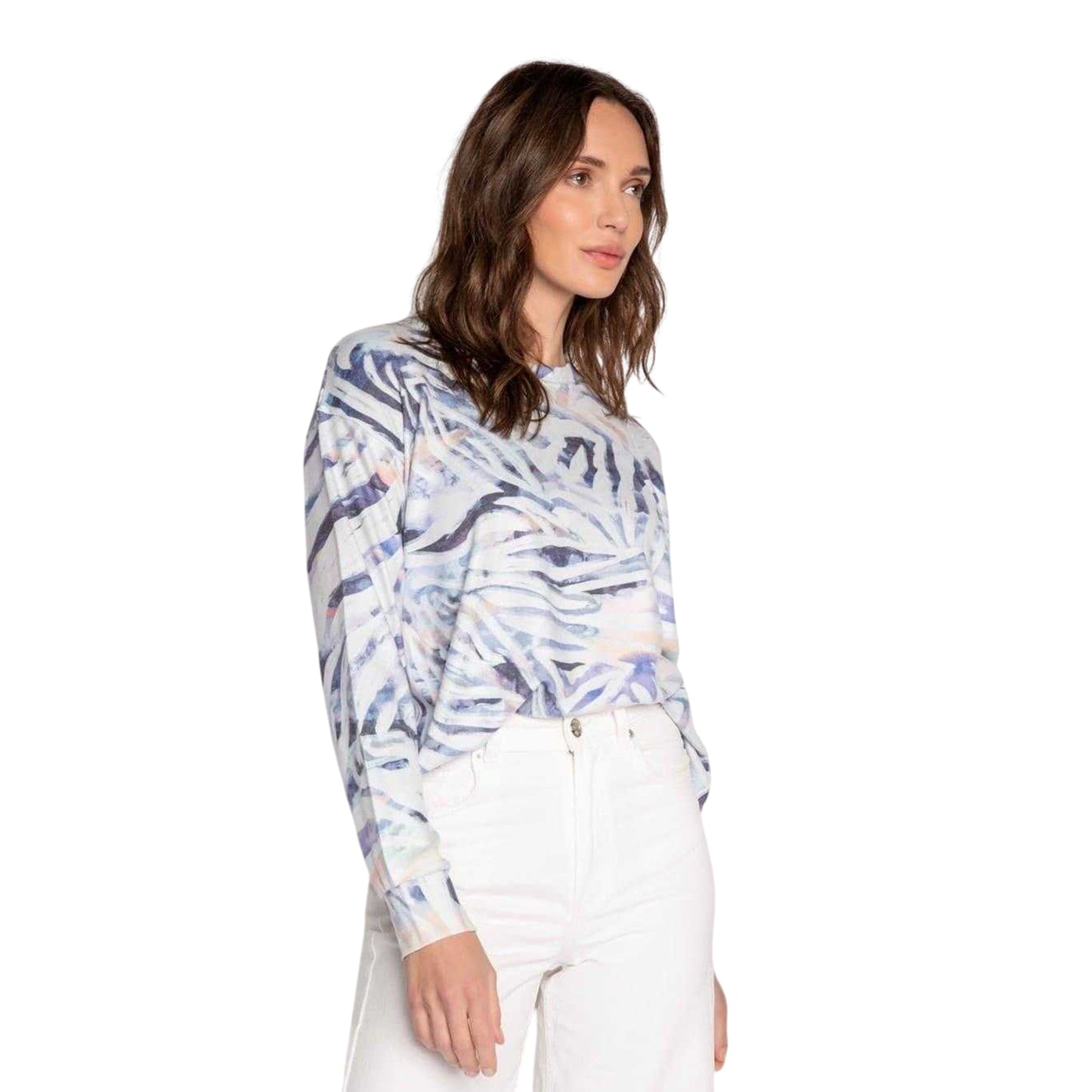 Blue Grey - Back - PJ Salvage Womens-Ladies Jersey Long-Sleeved Pyjama Top