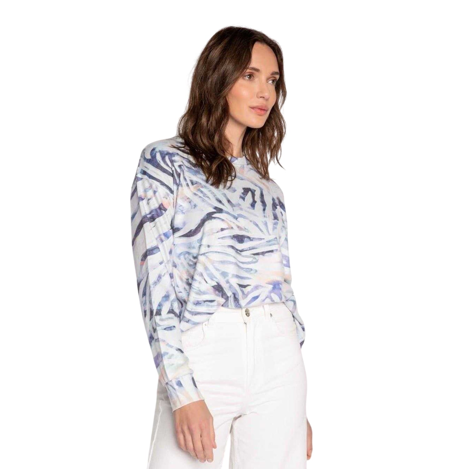 Blue Grey - Back - PJ Salvage Womens-Ladies Jersey Long-Sleeved Pyjama Top