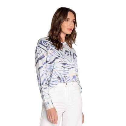 Blue Grey - Back - PJ Salvage Womens-Ladies Jersey Long-Sleeved Pyjama Top