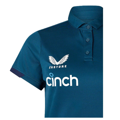 Peacoat - Side - Castore Womens-Ladies England Cricket Training Polo Shirt