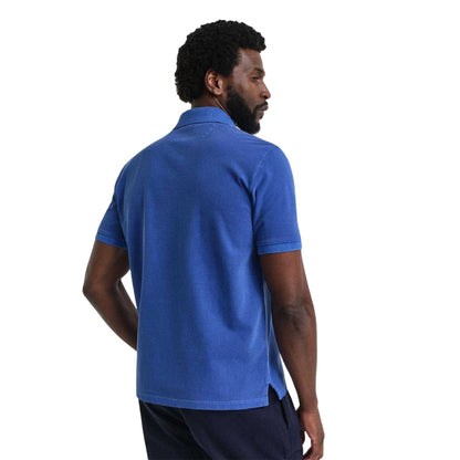Blue - Back - Gant Mens Pique Sun Faded Polo Shirt
