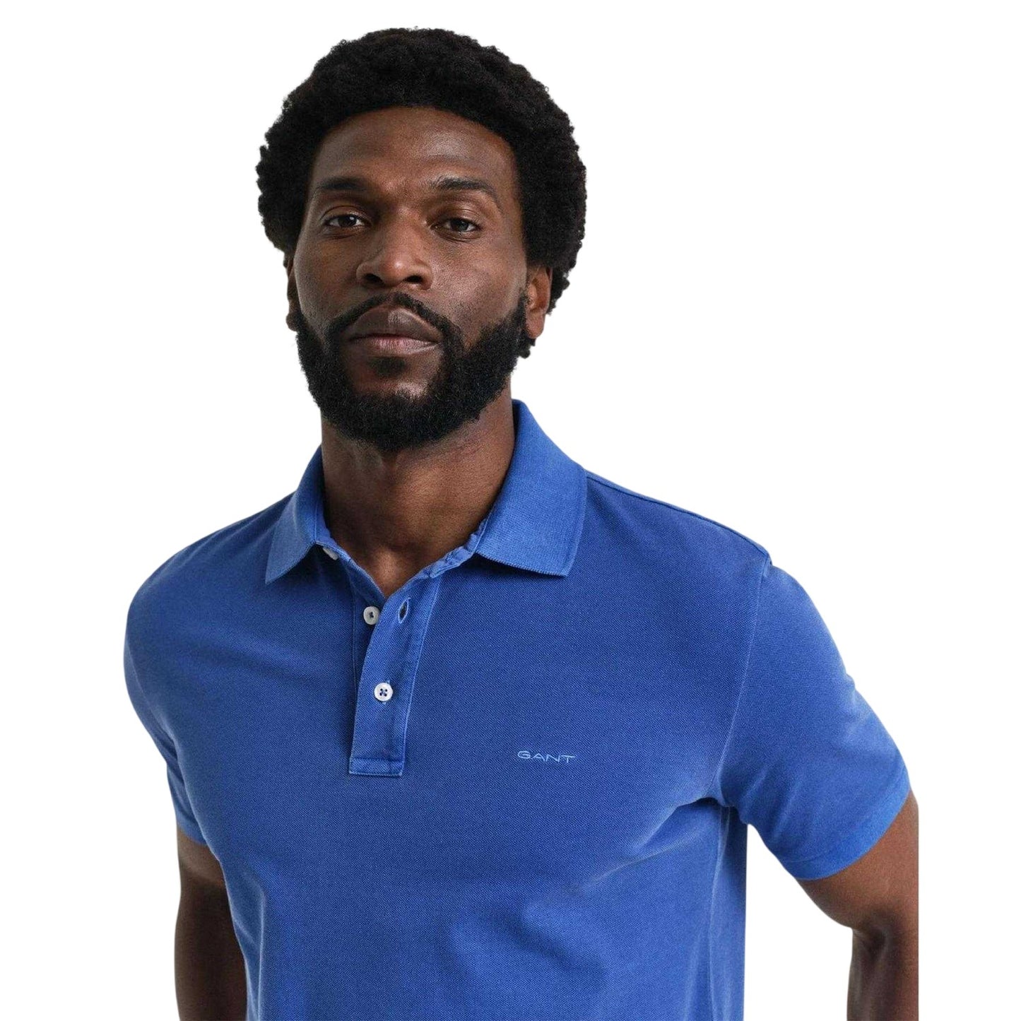 Blue - Side - Gant Mens Pique Sun Faded Polo Shirt