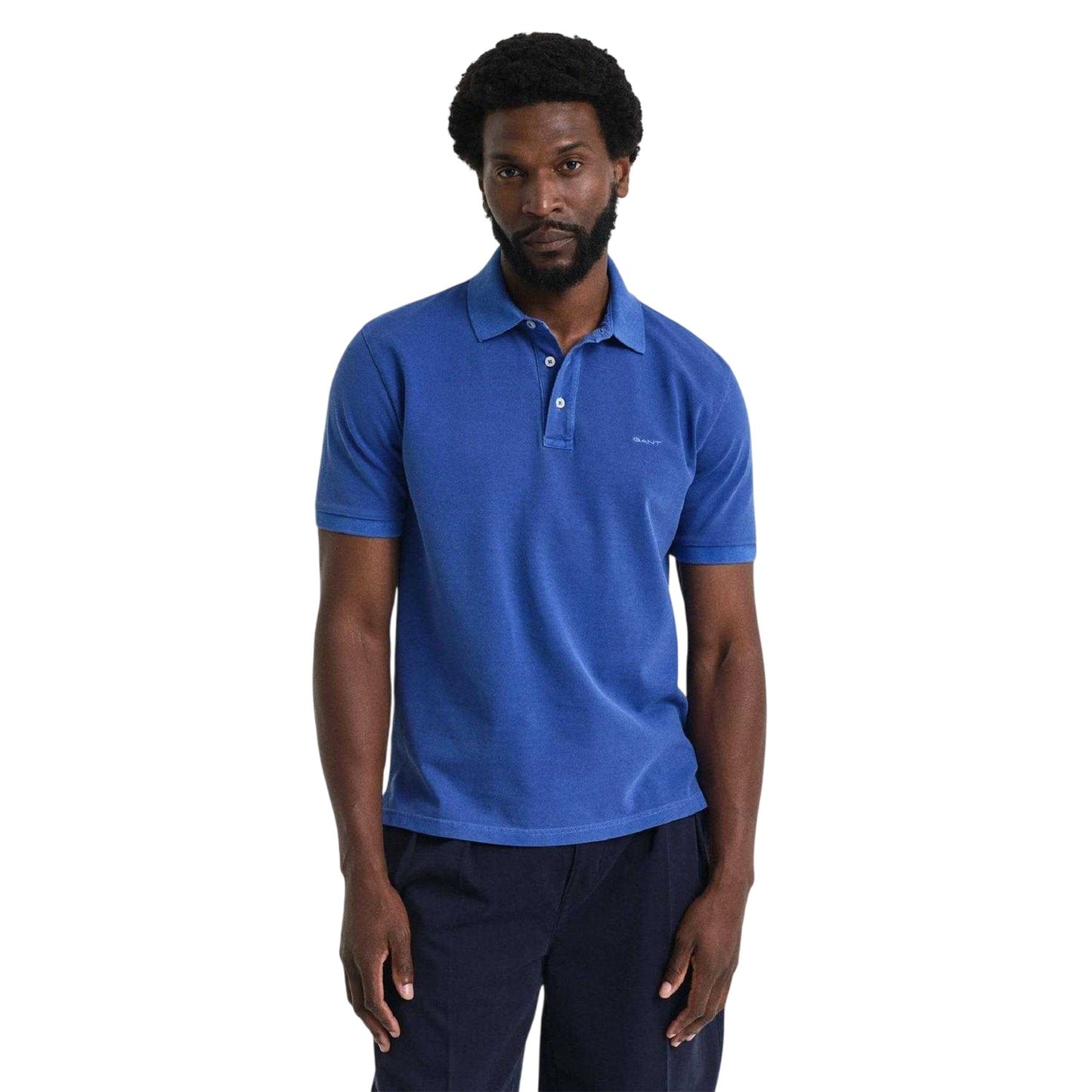 Blue - Front - Gant Mens Pique Sun Faded Polo Shirt