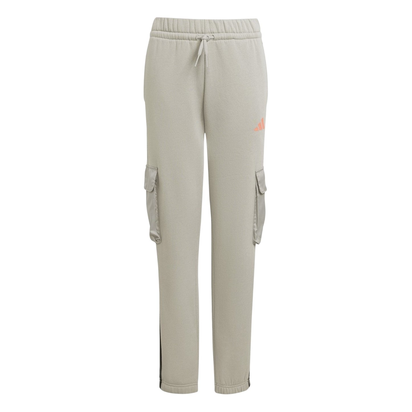 Grey-Coral - Front - Adidas Childrens-Kids Utility Fleece Joggers