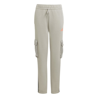 Grey-Coral - Front - Adidas Childrens-Kids Utility Fleece Joggers