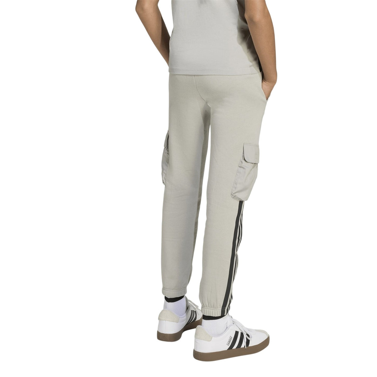 Grey-Coral - Back - Adidas Childrens-Kids Utility Fleece Joggers