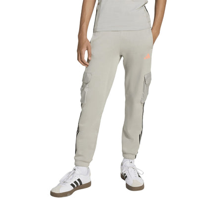 Grey-Coral - Side - Adidas Childrens-Kids Utility Fleece Joggers