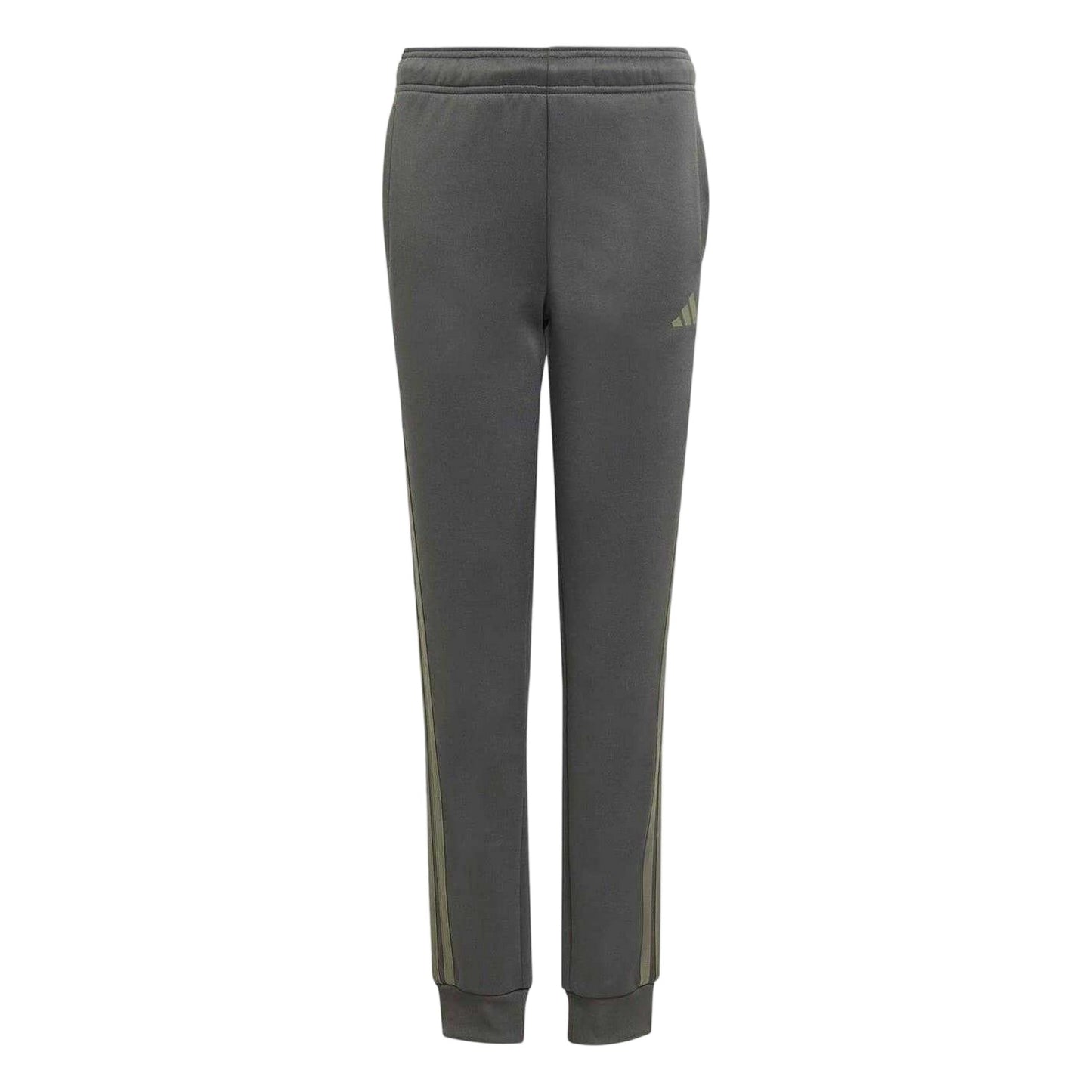 Grey-Olive - Front - Adidas Childrens-Kids Essentials 3 Stripes Tracksuit Bottoms