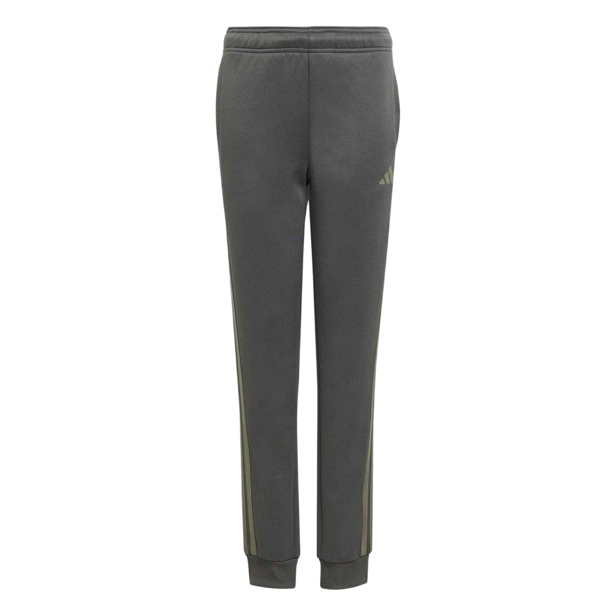 Grey-Olive - Front - Adidas Childrens-Kids Essentials 3 Stripes Tracksuit Bottoms