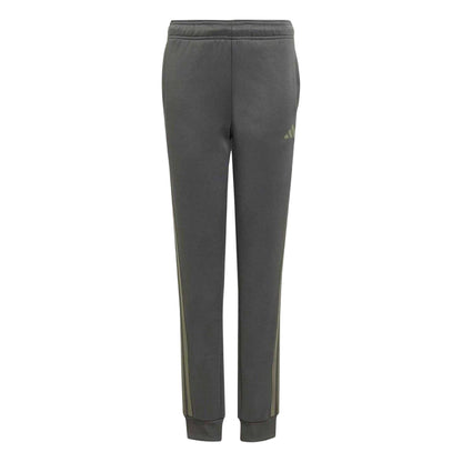 Grey-Olive - Front - Adidas Childrens-Kids Essentials 3 Stripes Tracksuit Bottoms