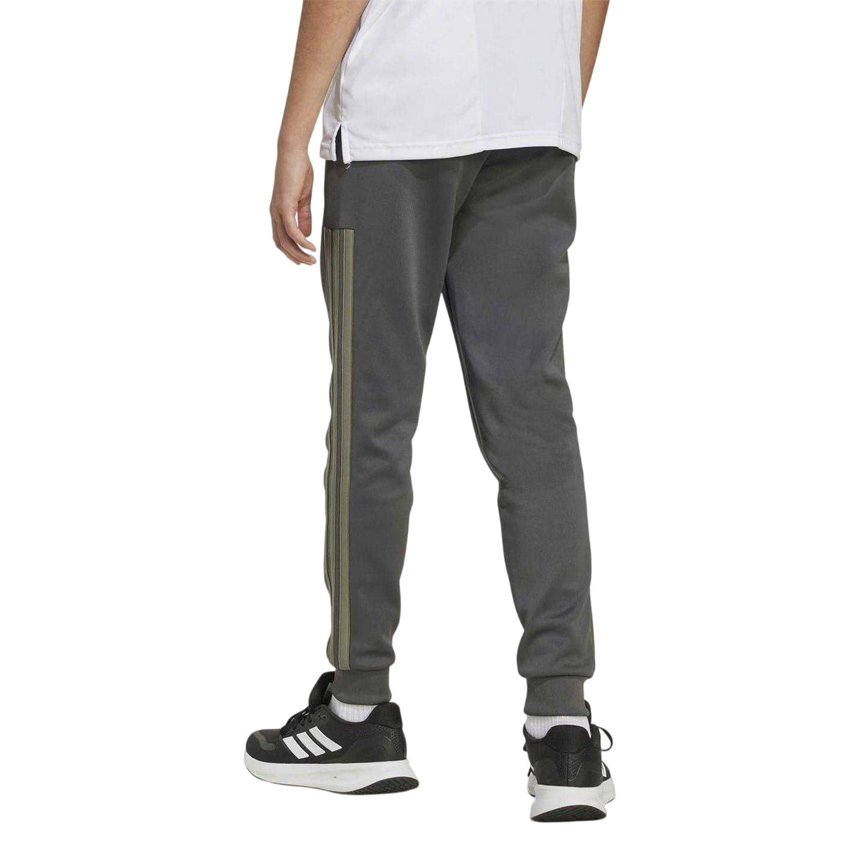 Grey-Olive - Back - Adidas Childrens-Kids Essentials 3 Stripes Tracksuit Bottoms