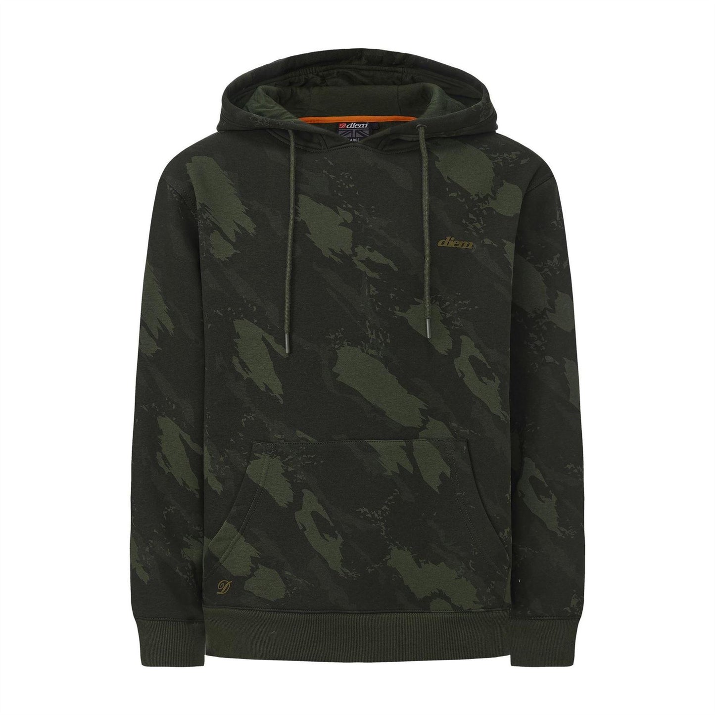 Dark Camo - Front - Diem Mens Angler Drawstring Hoodie
